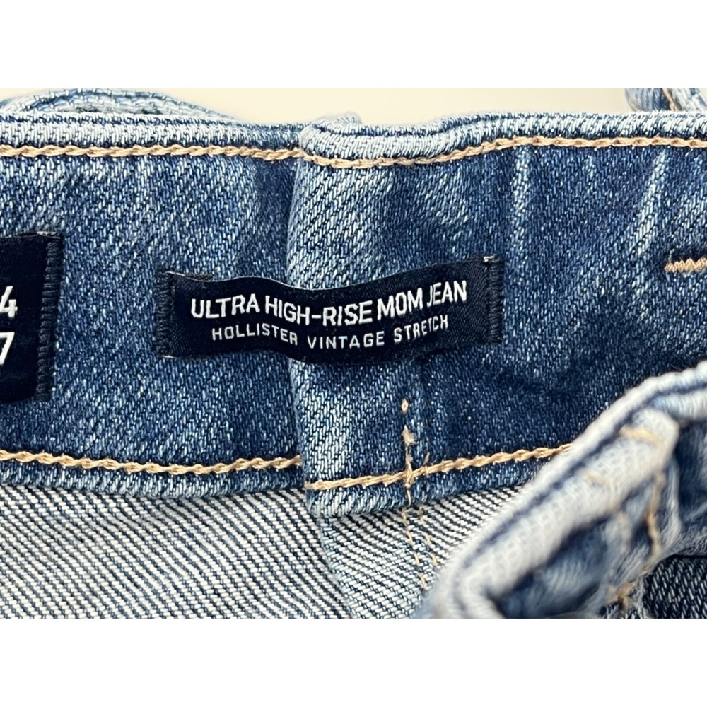 womens hollister‎ ultra high rise mom jean size 0R, W24 27L Distressed Hem - Picture 11 of 11